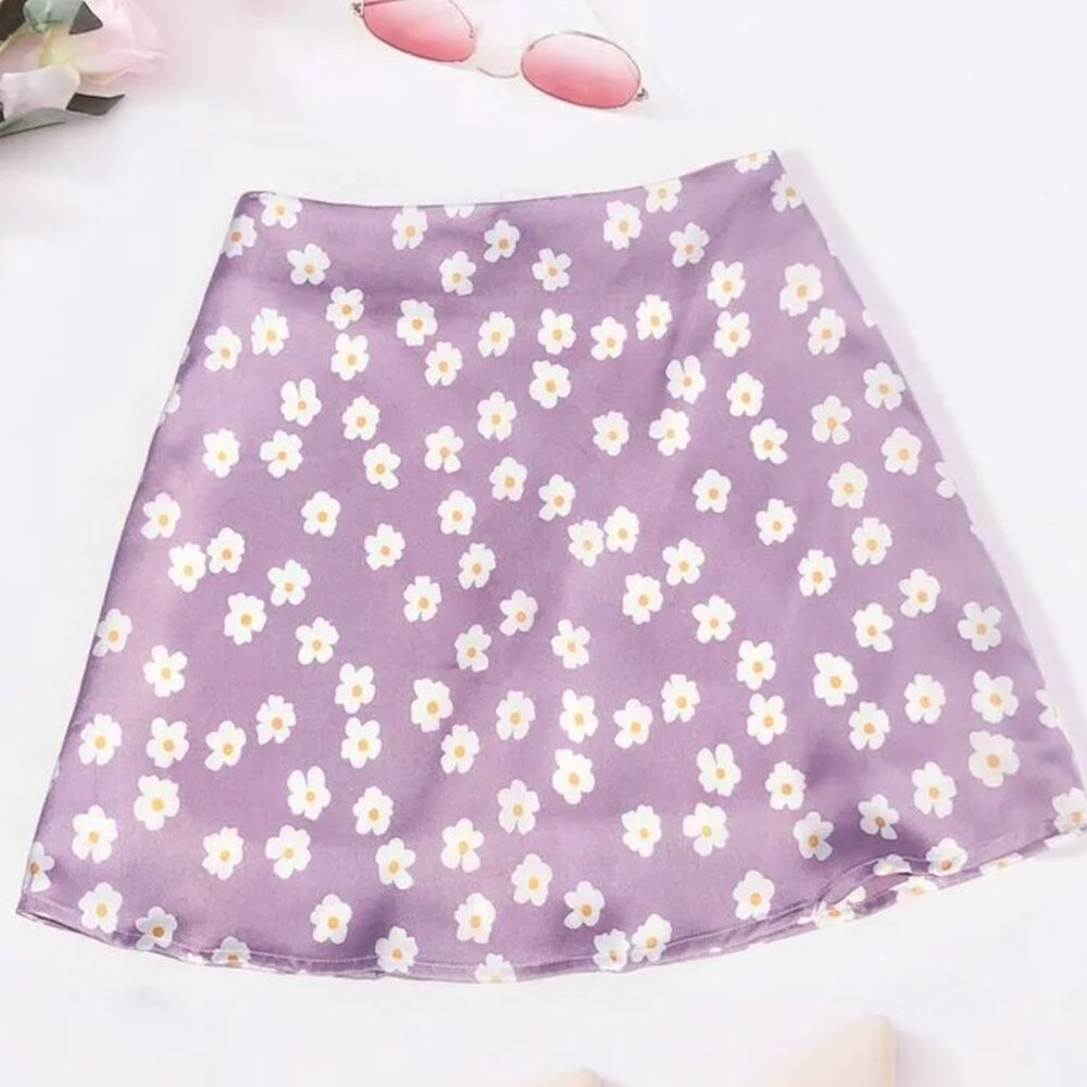 yesstyle purple flower floral print mini pencil skirt | womens skirts